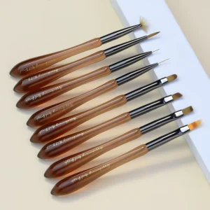 Japanese Nylon Translucent Coffee Color Oval Gourd Nail Brush 8 Styles Painting Smudge Carving Liner Pen