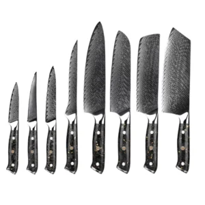 Japanese Vg10 8pcs 67 Layers Damascus Kitchen Knife Set Cooking Tools Chef Kitchen Knives Set With Carbon Fiber Handle