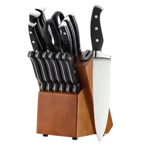 Kitchen Home Forged Stainless Steel 13pcs Black Knife Set with Self Bult in Sharpener and Steak Knives