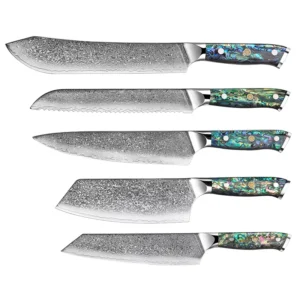 Kitchen Knives Set Damascus Steel Chef Knife Ultra Sharp Meat Vegetables Kitchen Knife with Resin Handle
