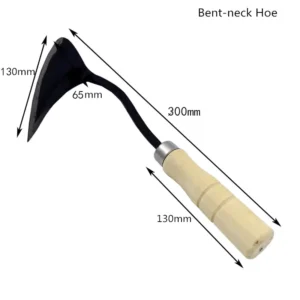Korean style Wooden handled Forged Small Hoe with Pointed Tip Garden Curved Handle Sickle Agricultural Crooked Handle Hoe