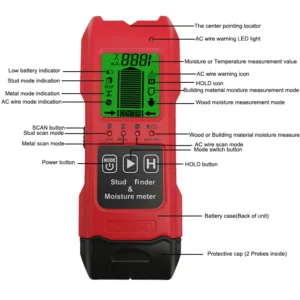 LCD Display for Stud Finder Moisture Meter Tool Multifunction Wood Metal Stud Scanner Detector EOUTIL TM200 1 Year Warranty 5cm