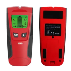LCD Plastic Electronic Multifunction Stud Center Finder AC Warning Sensor ST250 with 3 Scan Depths Multi Frequency Red