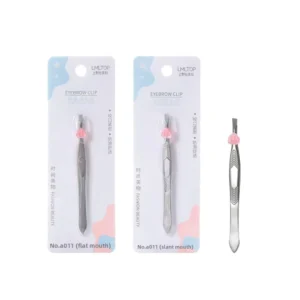 LMLTOP A011 Stainless Steel Eyebrow Tweezers Pointed Tip Eyebrow Hair Removal Clips Slant Flat Tip Types Beauty Tool