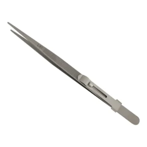 LYSUZ ST LR1 Stainless Steel Jewelry Grooved Tip Tweezers With Slide Lock for Diamond Gemstone Precision Pick up Tools