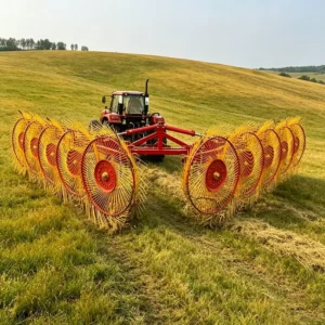 Large 8-Rotor Hydraulic Hay Rake, Working Size 6.4×7.15m, 1.5m Rotor Diameter