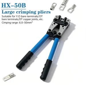 Large Bare Terminal Crimping Pliers Chrome Vanadium Steel Rubber Handle Portable Manual Cable Crimping Tool Electrician