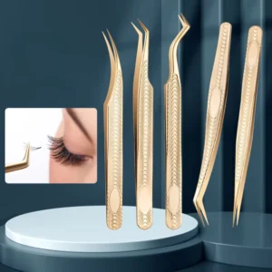 Lash Extension Tweezer Kits Professional Nippers Volume Grafted Eyelashes Gold Diamond Grip Tweezer