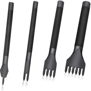 Leather Punch Craft Tool Set Stainless Steel Hole Chisel Graving Stitching Punch Tools Kit 4 Size for Choose
