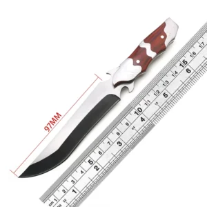 Long Outdoor Color Wood Straight Knife Stainless Steel Tactical Steel + Wood Handle Saber Knife Survival Hunting Knife