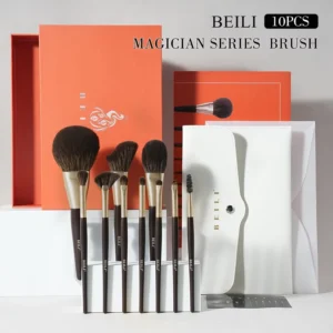 Luxury 10PCS Multifunctional Makeup Brush Set with Black Handle Vegan Synthetic Hair for Face Foundation Makeup Brushes Set