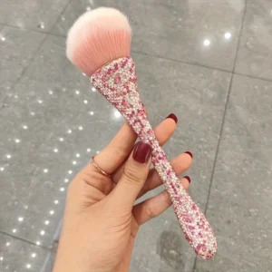 Luxury Makeup Tools With Rhinestones Crystal Powder Nail Brushes Glitter Silver Pink Bling Diamond Crystal Bling Blush Brushes