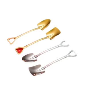 Luxury Mini Reusable Stainless Steel 18/0 Mirror Polish Flatware Set Camping-Durable 2-Piece Ice Spade Scoop Dessert Shovel