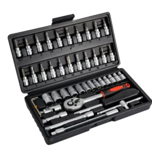 M-119 46pcs 1/4 Socket Set Household Ratchet Spanner Wrench Tools Manual Motor Repair Tool Set
