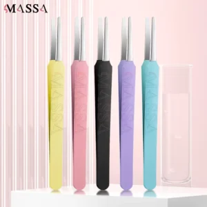 MASSA Stainless Steel Round Tip Duckbill Tweezers Professional Beauty Tools Eyelash Tweezers Handmade Round Tip Tweezers