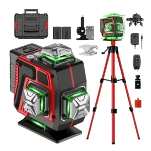 MVM 4D 360 Degree Green Laser Level Self Leveling 16 Lines Li Ion Battery 1 Year Warranty DIY 10m Indoor Use