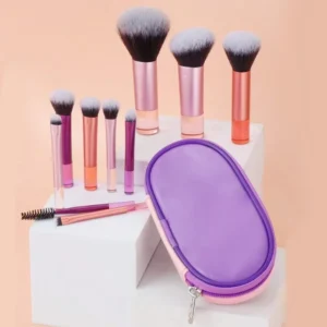 Makeup Brush Set With Bag 10pcs Mini Travel Beauty Tools Aluminum Tube Colorful Eyeshadow Makeup Brushes