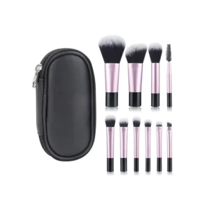 Makeup Gift Brush Custom Logo Synthetic Hair Makeup Brush Set 10pcs Plastic Mini Makeup Brush With Zipper Bag