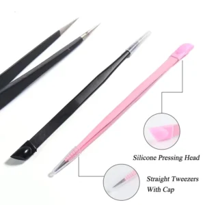 Manicure Tool Stainless Steel Pink Black Nipper Nail Tweezers