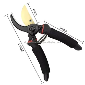 Manual Heavy Duty Titanium Coated Alloy Steel Pruners with Soft Grip Right Handed Black Indoor Gardening Trimming Flowers Plants