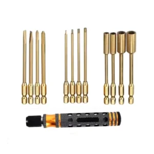 Manufacturer 12 in 1 Metal Screwdriver Set Gold Hexagon Lock Head Handle for RC Car Truck & Boat Tools with 6-Month Warranty
