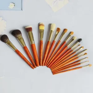 Master Collection 17 Synthetic Hair Log Brush Set with Wood Handles for Face & Eye Makeup