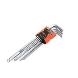 Matte Finish 9 Piece Hex Key Wrench Set with Inner Hexagon ML40Cr Material Flat Head Ball Head Plum Blossom Design