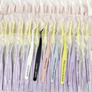 Matte Non Stick Lash Tweezers Stainless Steel Durable Precision Eyelash Tweezers Set for DIY Cluster Lash
