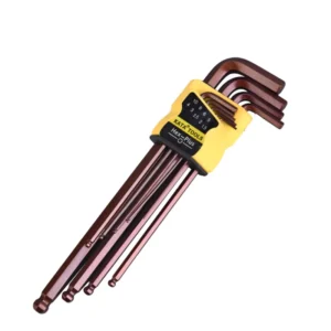 Metric Ball Head Extra Long Extended Hex Key Set 9-Piece Antique Bronze S2 Alloy Steel KT6002