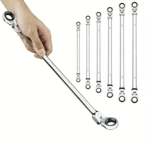Metric Extra Long Ratcheting Wrench Double Flex Head Ratcheting Spanner Tools for Auto Repair