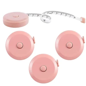 Metric Plastic Measuring Tape 60-Inch Soft Pink Retractable Black Double Scales Fabric Core Lever Lock Rulers