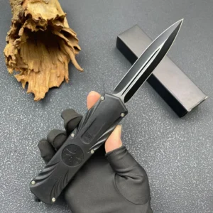 Micro Technology Black Outdoor Pocket Knife Plastic Handle Folding Survival Knife for Resale