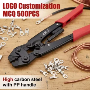 Mini Ratchet Bare Terminal Crimping Pliers High Carbon Steel PP Non Slip Handle Wire Crimper for Uninsulated Terminals