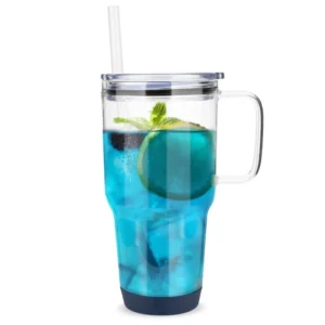 Modern 32oz High Borosilicate Glass Car Cup Handle Large Capacity Car Suction Cup Travel friendly Ice Bully Cup High Color Value