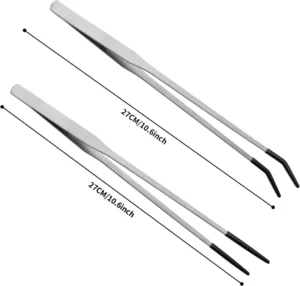 Modern Stainless Steel Pet Feeding Tweezers with Anti Slip Silicone Sleeve Clip for Crawling Fish Tank by Rubber Head