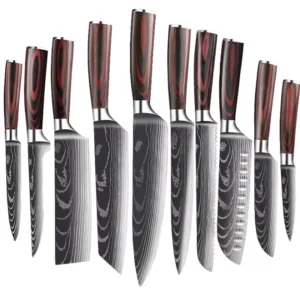 Multi Function Damascus Steel Chef’s Knife Set with Wood Handle Customizable OEM Kitchen Knife