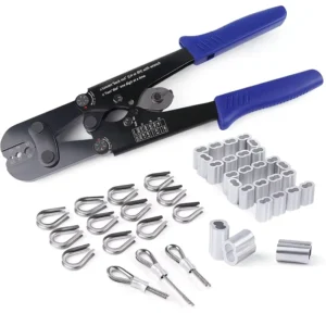 Multi-Functional Alloy Steel Wire Rope Cutting and Crimping Tool with Rubber Handle for Fishing Circlip Wire Stripper
