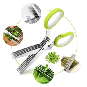 Multi Layer Scissor Stainless Steel Kitchen Scissor Green Onion Scissor Herb Cutting Shear With Safe Cover Vegetable Meat Shear