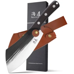 Multi Purpose Old Cutting Knife Boning Forging Killing Fish Cleaver Metal Kitchen Knife with Sheath for Butcher Use