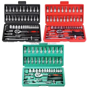 Multi-functional 46pcs 1/4 Carbon Steel Ratchet Wrench Socket Set Automotive Repair Tools Screwdriver Combination