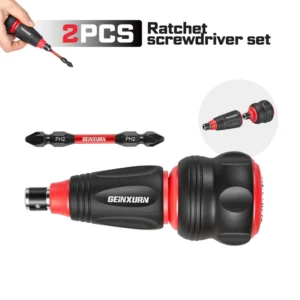Multifunction Cross Drive Ratchet Screwdriver Double Comfortable Ball Stubby Handle Set Tool Magnetic Interchangeable Drop