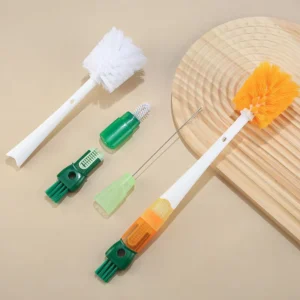 Multifunctional 5 in 1 Long Handle Plastic Cup Brush Set for Carrot and Bottle Cleaning Cup Lid Groove Cleaning Brushes