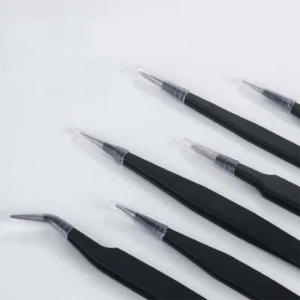 Multifunctional Anti Static Black Stainless Steel Electronics Jewelry Craft Nail Art Rhinestone ESD Tweezers