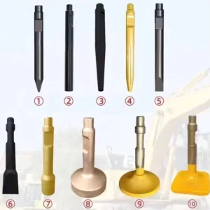 Multiple Sizes of Excavator Breaker Hammer Chisel Options for Moil Point Blunt Wedge Rammer Chisels Source Factory Customized