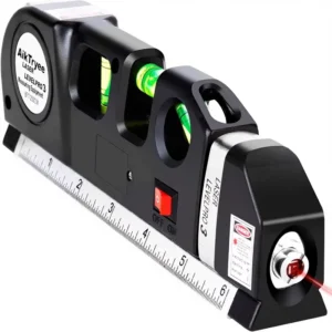 Multipurpose Laser Level Kit with Standard Cross Line 8ft 2.5M Metric Ruler for Picture Hanging Tile Walls & Cabinets