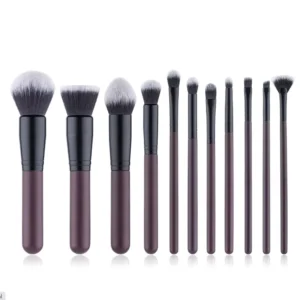 NO MOQ Retail 11pcs Vegan Synthetic Hair Makeup Brushes Set Matte Red Face Concealer Eyebrow Pencil Wood Smudge Brush