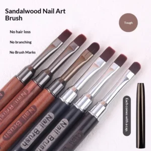 Nail Brush Pen for Powder Manicure Round Wood Handle Gel Salon Quality Nylon Nail Pen French Tip Wooden Handle Thin Nails Brush