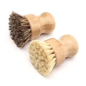 Natural Scrub Washing Pot Brush Durable Portable Bamboo Dish Brush for Kitchen