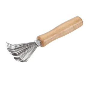 Natural Wood Handle Multi Function Stainless Steel Hairbrush Cleaner Paw