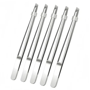 New Arrival Slant Tip Stainless Steel Eyebrow Tweezer Durable Hygienic Beauty Tweezer for Eyebrow Shaping Trimming